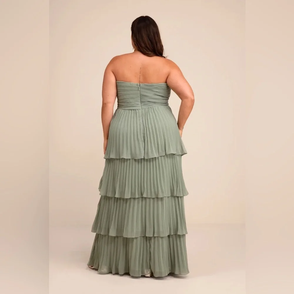 Lulus Seriously Sensational Sage Brush Strapless
Tiered Maxi Dress - Picture 7 of 11